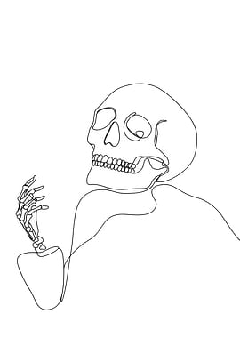 Minimalist Line Art: Skeleton Contemplation