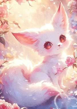 Cute Fox Surrounded Flowers