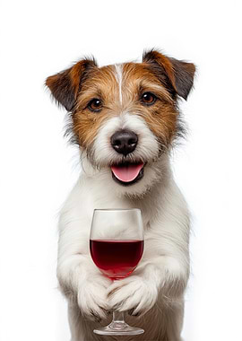 Russell Terrier with Wine Glass Portrait