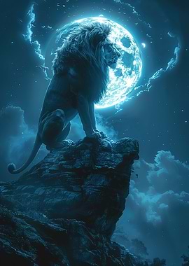 Moonlit Lion Guardian