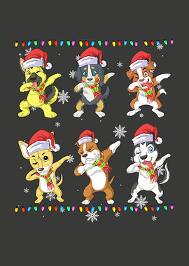 Christmas Dogs Dabbing Cartoon