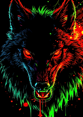 Colorful Wolf Portrait