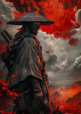 Samurai Warrior Red Landscape