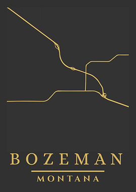 Bozeman Montana Minimalist Map Art