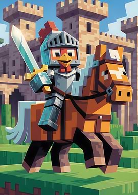 Minecraft Chicken Knight on Horseback