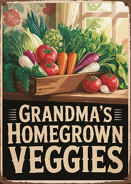 Grandma's Homegrown Veggies Vintage Sign