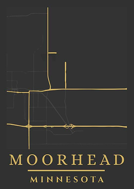 Moorhead Minnesota Minimalist Map Art