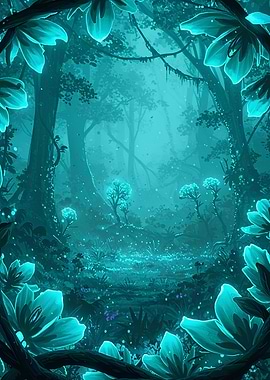 Enchanted Forest with Glowing Flowers