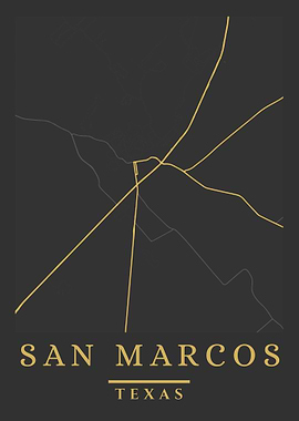 San Marcos Texas Minimalist Map Art