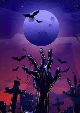Halloween Zombie Graveyard Illustration