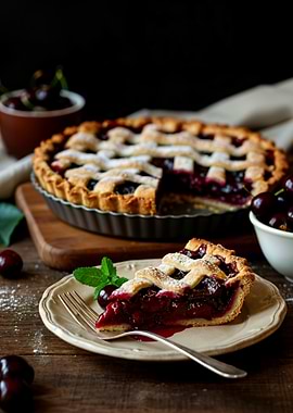Delicious Cherry Pie Slice Close-Up