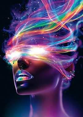 Rainbow Light Woman Portrait