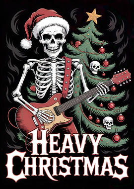 Heavy Christmas Skeleton Guitarist