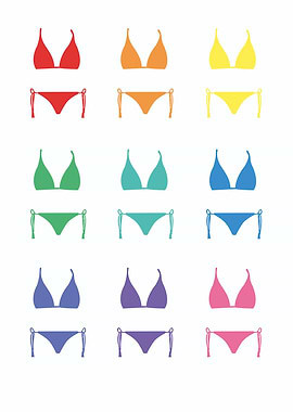 Colorful Bikini Sets on White Background