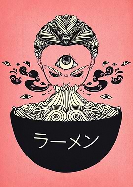 Surreal Ramen Bowl with Third Eye