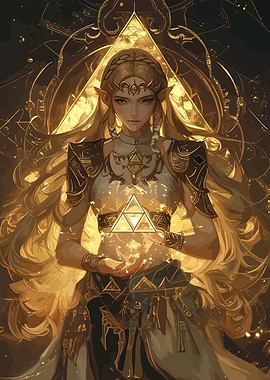 Zelda with Triforce Digital Art