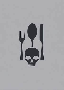 Skull with cutlery icon