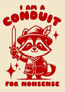 Conduit for Nonsense Funny Raccoon Meme Illustration