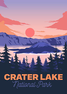 Crater Lake National Park Illustration