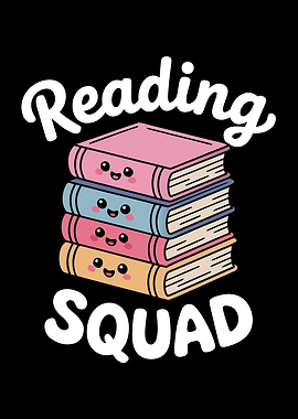 Reading Squad Cartoon Books Stack