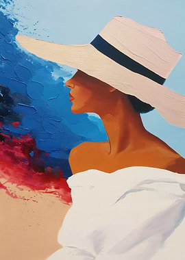 Woman in Hat Painting