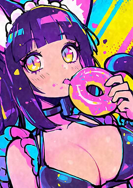 Kawaii Anime Girl with Donut