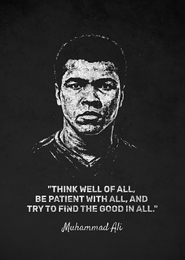 Muhammad Ali Portrait with Think Quote