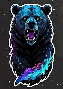 Roaring Cosmic Bear Illustration