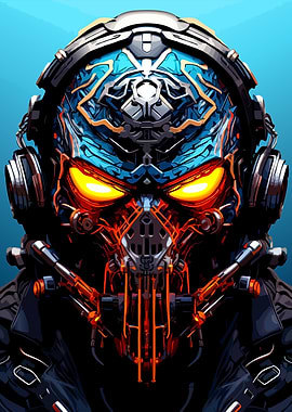 Cyberpunk Warrior with Glowing Eyes