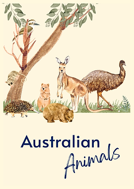 Australian Animals Watercolor Illustration