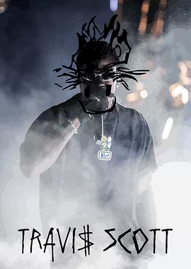 Travis Scott Portrait with Abstract Effects