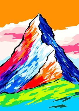 Colorful Mountain Peak Illustration