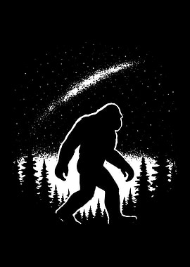 Bigfoot Silhouette Under Starry Night