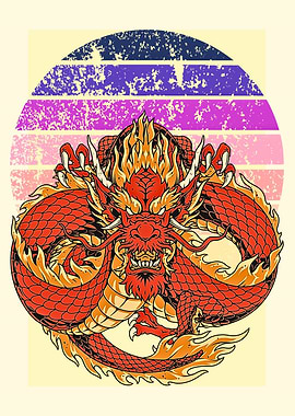 Retro Dragon Illustration