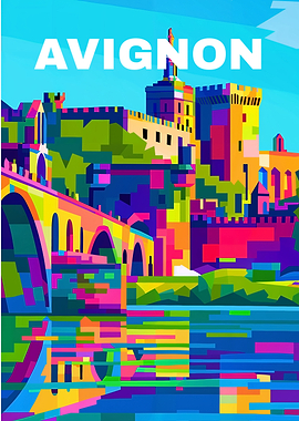 Avignon Colorful Cityscape Art