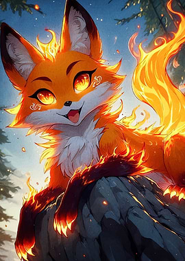 Fiery Fox Rock Animal