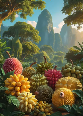 Exotic Fruits in a Lush Landscape