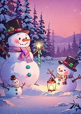 Snowman Family Winter Wonderland