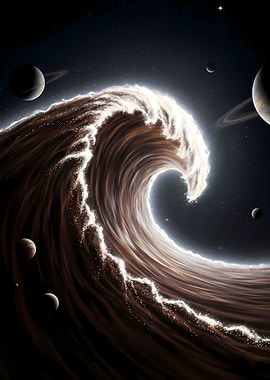 Cosmic Coffee Wave – Hyper-Realistic Space Nebula Art