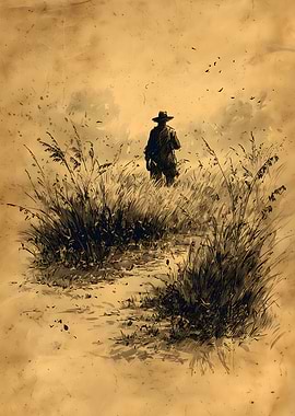 Lone Figure in Tall Grass