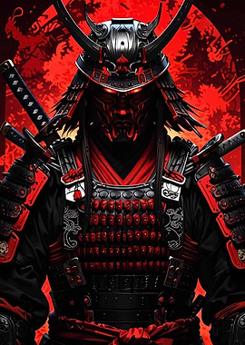 Red and Black Samurai Warrior