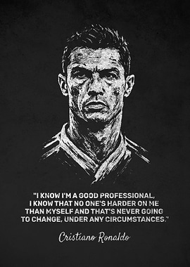 Cristiano Ronaldo Portrait with Harder Quote