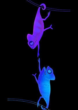 Two Chameleons Reaching for Each Other