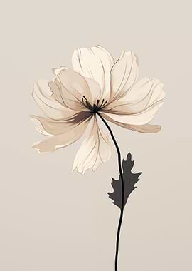 Elegant Beige Flower Art
