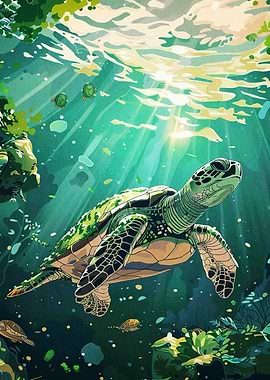 Sea Turtle Underwater