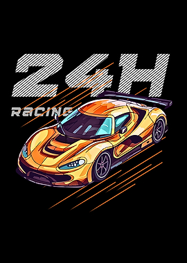 24H Racing Car Illustration