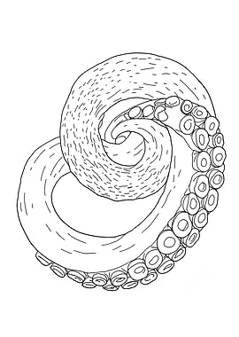 Monster Octopus Tentacle Minimalist Line Art