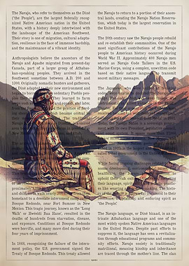 Native American Figure on Text Background