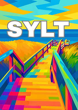 Sylt colorful beach boardwalk art