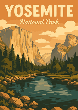 Yosemite National Park Vintage Travel Poster